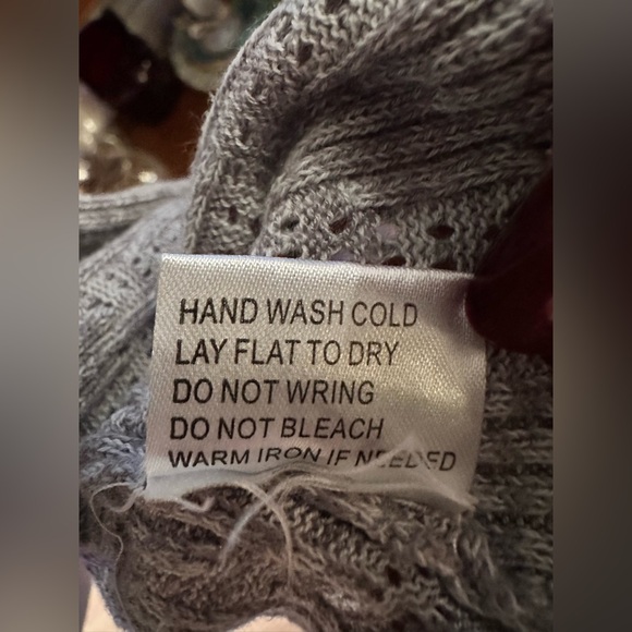 Belldini Light Gray Long Sleeve Knit Open Front Cardigan Sweater - Picture 5 of 11